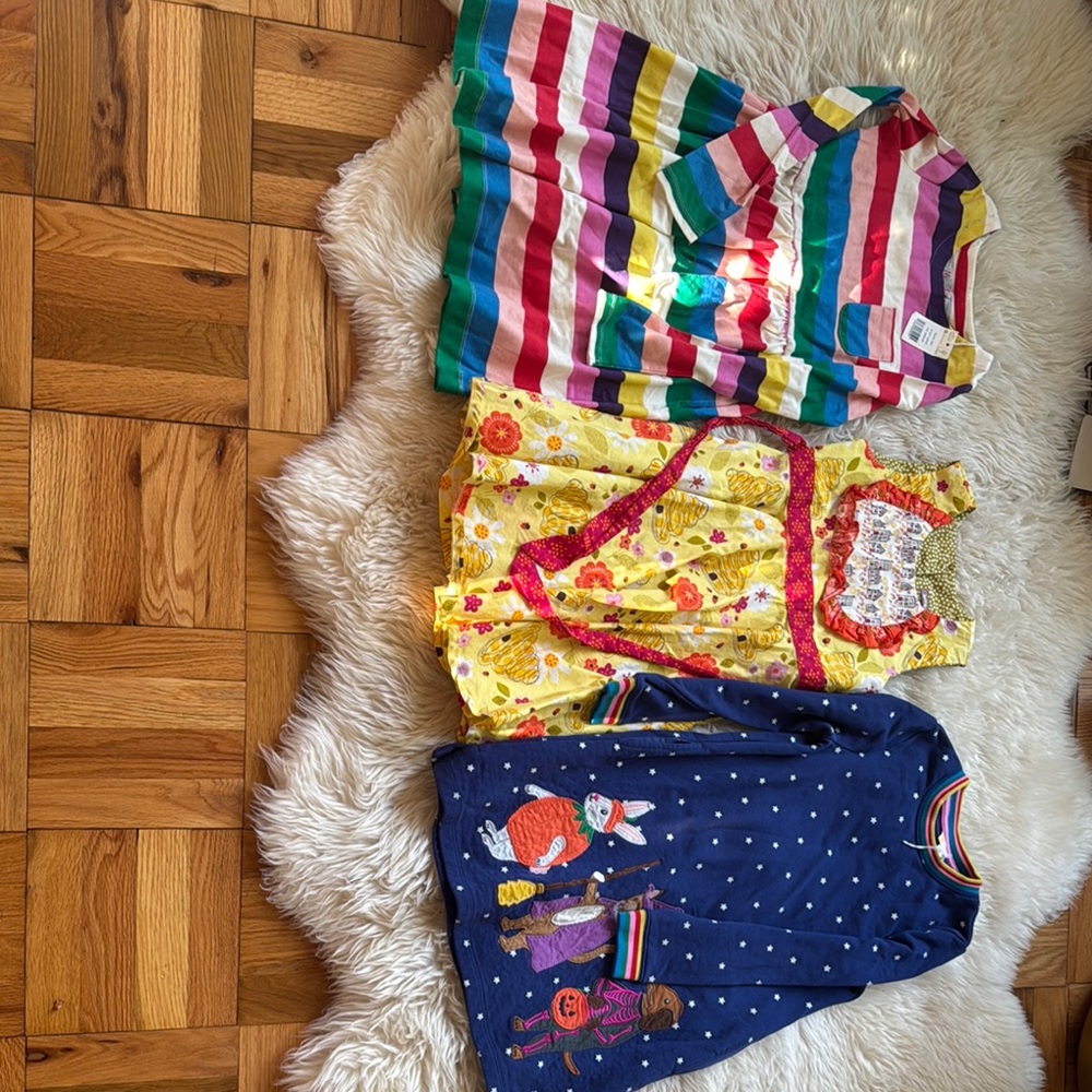 Colorful Mini Boden & Jelly the pug dresses